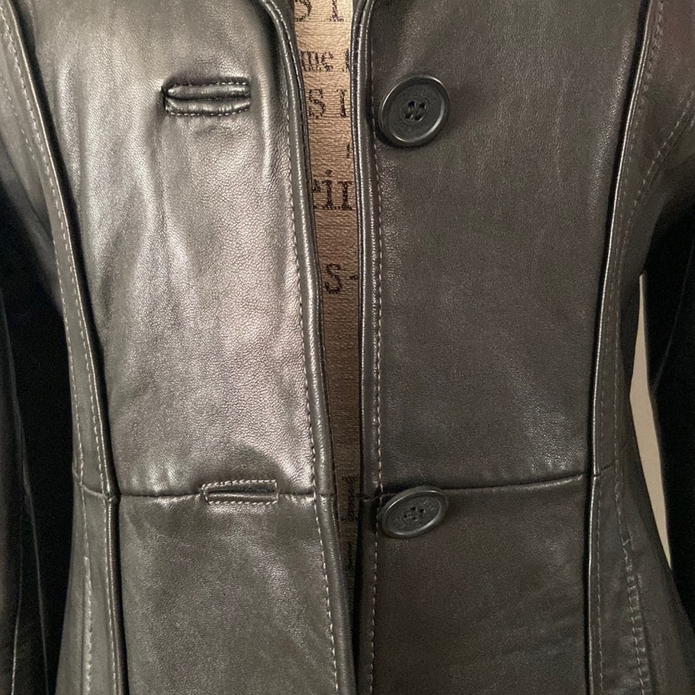 Guess Black Genuine Leather Jacket size M - Picture 3 of 9